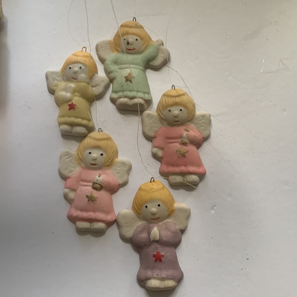 Vintage Wind Chimes Christmas Angel River Grove Pottery Works Set Of Thr… - Picture 3 of 5